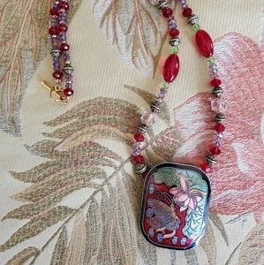 Vintage Cloisonne Pendant Necklace